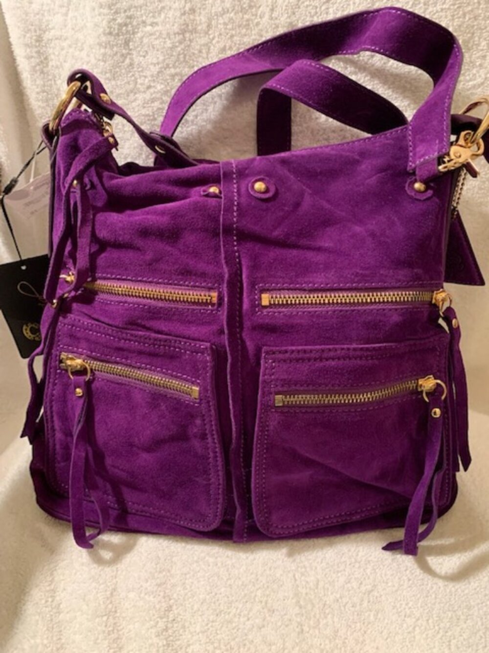 SORIAL PURPLE SUEDE SHOULDER/CROSSBODY BAG